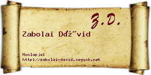 Zabolai Dávid névjegykártya